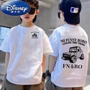 迪士尼（Disney）童裝男童短袖t恤夏裝2024新款中大兒童純棉夏季男孩時(shí)尚ins風(fēng)上衣 755雙面印-白色 110 cm 活動(dòng)中