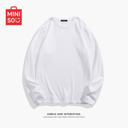 名創(chuàng)優(yōu)品（MINISO）打底衫男秋冬季新款寬松內(nèi)搭長(zhǎng)袖t恤加肥加大半高領(lǐng)帶絨保暖衣服 【單件裝】白色 L 175(體重120-140斤左右)