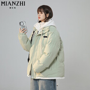 棉致加厚假兩件連帽棉服女2024新款棉衣秋冬季外套女面包服棉襖不跑棉 2316綠色【高品質(zhì)】 M 100-120斤