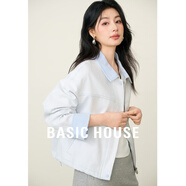 百家好（Basic House）Basic House/百家好小清新撞色牛仔外套女春2025新款短款氣質(zhì)上衣 藍色 L