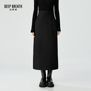 深呼吸DEEP BREATH女裝沙漏腰線高腰羊毛半身裙A200310 黑 M (3碼)
