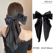 伊莉洛復古絲絨大蝴蝶結飄帶甜美發(fā)夾后腦勺馬尾夾珍珠少女法式發(fā)飾 超大黑色飄帶蝴蝶結