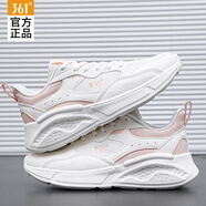 361°女鞋運動(dòng)鞋女秋季新款皮面跑步鞋防潑水耐磨休閑通勤老爹鞋子女 羽毛白/超凡粉-1 (網(wǎng)面) 37
