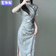 麥潮尚改良旗袍2025新款女夏季新中式年輕款高端氣質(zhì)連衣裙高貴清新淡雅 *活動中【江南蓮】新中式旗袍 3XL 建議145-160斤