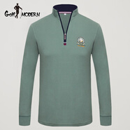GOLF MODERN高爾夫服裝男裝T恤秋季長袖POLO衫男純棉翻領(lǐng)長袖上衣golf男裝 灰綠色 S