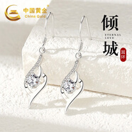 中國黃金（CHINA GOLD）傾城足銀耳環(huán)女士高級感銀耳墜耳釘七夕情人節(jié)禮物送女友老婆生日 傾城耳環(huán)-托帕石【天然托帕石】