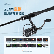 ROLL FISH泛用型路亞竿套裝M調單竿30T直柄槍柄碳素路亞桿遠投裝備 2.7米 直柄+HSG紡車(chē)輪套裝