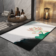 衛生間地墊荷花中式蓮花硅藻泥吸水墊廁所進(jìn)門(mén)口腳墊防滑浴室地毯 濯清漣而不妖【軟硅藻泥吸水墊】 60*90cm【防滑不移位】