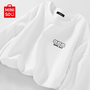 名創(chuàng  )優(yōu)品（MINISO）淺色內搭打底衫男士春秋季純棉衣服青少年高級感休閑重磅長(cháng)袖t恤 白色(m簡(jiǎn)筆畫(huà)胸標) 4XL (體重205-230斤)