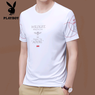 花花公子（PLAYBOY）品牌2025夏季新款冰絲短袖t恤男圓領(lǐng)潮印花半袖體恤打底衫薄 小蜜蜂（白色） L 170建議120-140斤