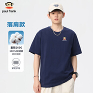 大嘴猴（paul frank）短袖t恤男夏季純棉上衣260g重磅寬松落肩純色休閑半袖體恤