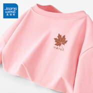 真維斯（JEANSWEST）短袖男夏季2025新款雙紗重磅純棉紅楓葉寬松休閑半截袖圓領(lǐng)體恤潮 粉色 楓樹葉_K S