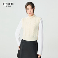 深呼吸DEEP BREATH女裝純羊毛馬甲背心針織衫女A301153 白 M (3碼)