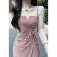 葉余粉色小個(gè)子連衣裙女收腰系帶長(cháng)裙新款風(fēng)壓 主圖款 S