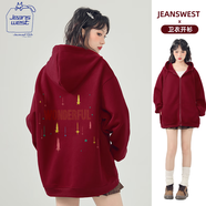 JEANSWEST CLUB真維斯連帽開(kāi)衫衛衣女拉鏈外套2025年新款春秋季百搭潮牌休閑帽衫