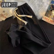 JEEP SPIRIT吉普煙灰色牛仔褲男女款港風(fēng)寬松直筒褲子高街百搭春秋季長(cháng)褲 黑色 S