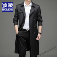 羅蒙（ROMON）春秋季新款商務(wù)休閑風(fēng)衣男士長(cháng)款西裝領(lǐng)大衣時(shí)尚潮流英倫風(fēng)外套 黑色 M (170)