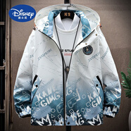 迪士尼（Disney）春秋裝男童漸變夾克中大童外套薄款春秋季兒童衣服學(xué)生休閑沖鋒外 藍(lán)色 160 cm