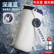 名銳（MINGRUI）水杯男女保溫咖啡杯保冷杯冰霸杯學生車載刻字定制LOGO畢業(yè)禮物 【升級智能顯溫】藍420ml+2*冰塊