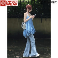 SNYDER WEAR森女復古小清新吊帶裙外穿甜辣短款連衣裙夏季純欲風簡約a字裙子 吊帶裙 XL