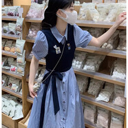 景怡依2025年新款少女學(xué)生夏季學(xué)院風(fēng)連衣裙夏天夏裝初中高中學(xué)生長裙子 藍(lán)色 S