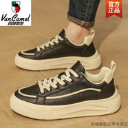 西域駱駝（VANCAMEL）今年流行男鞋春季2025新款厚底休閑鞋板鞋感痞帥男士皮鞋 黑色-駱駝官方品牌官網(wǎng)旗艦 39 運動鞋碼