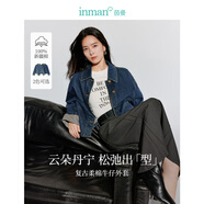 茵曼（INMAN）章若楠同款復古休閑女裝短款牛仔外套2025年秋季新款長袖上衣 深牛仔藍-翻袖款-18438199 M