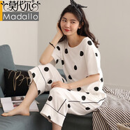 莫代爾睡衣女夏季2025年新款純棉短袖七分褲大碼家居服套裝女款外穿夏款 ZW2013女 M (適合85-100斤)