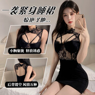 女性感黑色鏤空氣質(zhì)蕾絲拼接透氣顯瘦辣妹修身包臀連衣裙 黑色 均碼