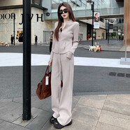 JVH香港潮牌休閑運(yùn)動(dòng)套裝女 2025春季新款修身開(kāi)衫衛(wèi)衣高腰闊腿褲子 杏色立領(lǐng)外套＋長(zhǎng)褲子 M （100-110斤）