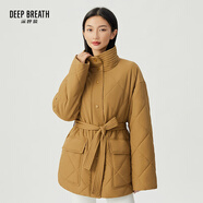深呼吸DEEP BREATH女裝立領(lǐng)中長(cháng)款棉服上衣外套女【附腰帶】A400926 姜黃 L (4碼)