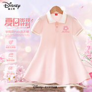 迪士尼寶寶女童夏季裙子2025夏款學(xué)院風(fēng)POLO裙夏裝公主裙女孩韓版兒童連衣裙 迪F小花K樹(shù)莓粉 130