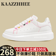咖織（Kaazzhhee）小白鞋輕奢2024春季新款松糕厚底內(nèi)增高男女鞋情侶運動休閑板鞋 白彩扣【千元級品質(zhì)】禮盒包裝 40 【男碼】