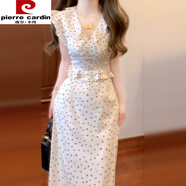 皮爾卡丹（pierre cardin）法式v領(lǐng)小飛袖連衣裙子女夏季2025新款云南旅游穿搭氣質(zhì)魚(yú)尾長(cháng)裙 車(chē)厘子桃心連衣裙【韓系氛圍感穿 M 45/55kg