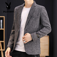 花花公子（PLAYBOY）春秋季男士小西裝韓版潮流休閑西服外套男裝痞帥氣正裝夾克上衣服 1953深灰色 M