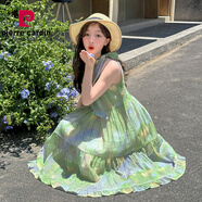 皮爾卡丹（pierre cardin）女童連衣裙夏裝2025新款吊帶裙兒童海邊度假沙灘裙女大童夏季裙子 花色 【現(xiàn)貨速發(fā)】 150 cm