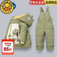 G.DUCKKIDS寶寶羽絨棉服套裝男女童背帶褲2025新款嬰兒加厚1-4歲兒童套裝反 軍綠色 [專(zhuān)柜品質(zhì) 充絨飽 110 [建議身高100-110CM]
