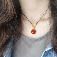 歐顏黃金紅瑪瑙吊墜女款足金999轉(zhuǎn)運珠項鏈相思豆路路通編織紅豆頸鏈 1顆轉(zhuǎn)運珠+紅瑪瑙(金線纏繞款)