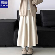 羅蒙（ROMON）小個子面試黑色半身裙西裝傘裙女新款春季高腰垂感a字裙中長款 杏色【加】 裙長81厘米 厚款 L 【110-120斤】