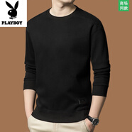 花花公子（PLAYBOY）純棉抗皺男士衛衣春秋季新款雙拼色百搭時(shí)尚上衣套頭休閑打底衫 363035黑色 XL 【建議140-155斤】