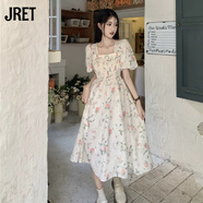Jret森系甜美碎花連衣裙夏季2025收腰遮肉遮肚顯瘦中長裙子女 碎花裙  XL 丨建議115-130斤