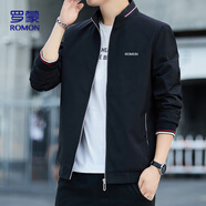 羅蒙（ROMON）外套夾克男士潮流時尚商務(wù)休閑棒球服立領(lǐng)上衣男裝KJ11黑L