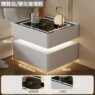艾惠森輕奢雙抽懸浮柜家用臥室高級(jí)感智能床頭柜現(xiàn)代簡約多功能保險(xiǎn)柜 精致白【無線充電+三色燈】 40*40*48cm