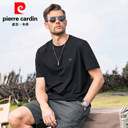 皮爾卡丹（pierre cardin）短袖t恤男2025夏季新款絲光涼感萊賽爾棉冰絲半袖爸爸裝體恤 雅黑 L (120-140斤)