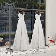 林家小子婚紗禮服展示架服裝店落地貨架掛衣架女裝店中島西裝漢服陳列架子 亮光黑長(cháng)150高130【加粗28mm圓管