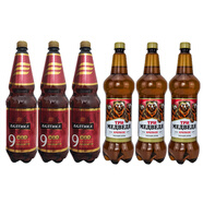 波羅的?！?號】俄羅斯原裝進(jìn)口波羅的海9號啤酒烈性啤酒大桶裝高度濃麥芽 9號3瓶+三只熊烈性3瓶 1.2L 6瓶