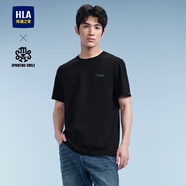 海瀾之家（HLA）短袖T恤男款涼感印花短袖男夏季 【涼感抗菌防螨】黑色42 S 165/84A  推薦57-62kg