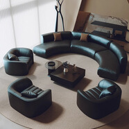 歐梵登半圓弧形異形沙發(fā)商用店鋪休息區接待售樓處會(huì )客洽談酒店大廳大堂 長(cháng)3.2米+單人*3張+茶幾 送抱枕 科技皮（免洗耐臟好打理）