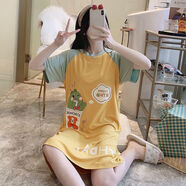 沛阮產(chǎn)后短袖月子服夏天薄款睡衣12喂奶哺乳睡裙棉質(zhì)孕婦連衣裙11月份 608迷你小熊裙 3XL (160-180斤)加肥大碼