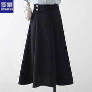 羅蒙（ROMON）法式高腰顯瘦半身裙女夏設計感小眾西裝裙a字裙教資面試服裝裙子 黑色半身裙 XL 建議120-140斤